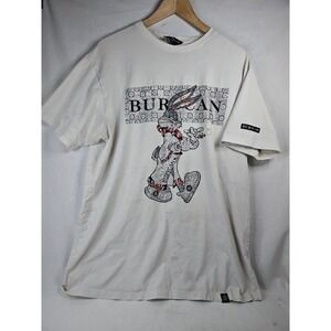 Burycan White Paris Bugs‎ Bunny Rhinestone Luxury Theme Tshirt Men's XL Tee